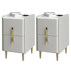 Glam Night Table with 2 Drawers – Off-White Finish