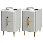 Glam Night Table with 2 Drawers – Off-White Finish