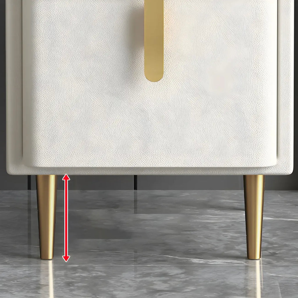 Glam Night Table with 2 Drawers – Off-White Finish