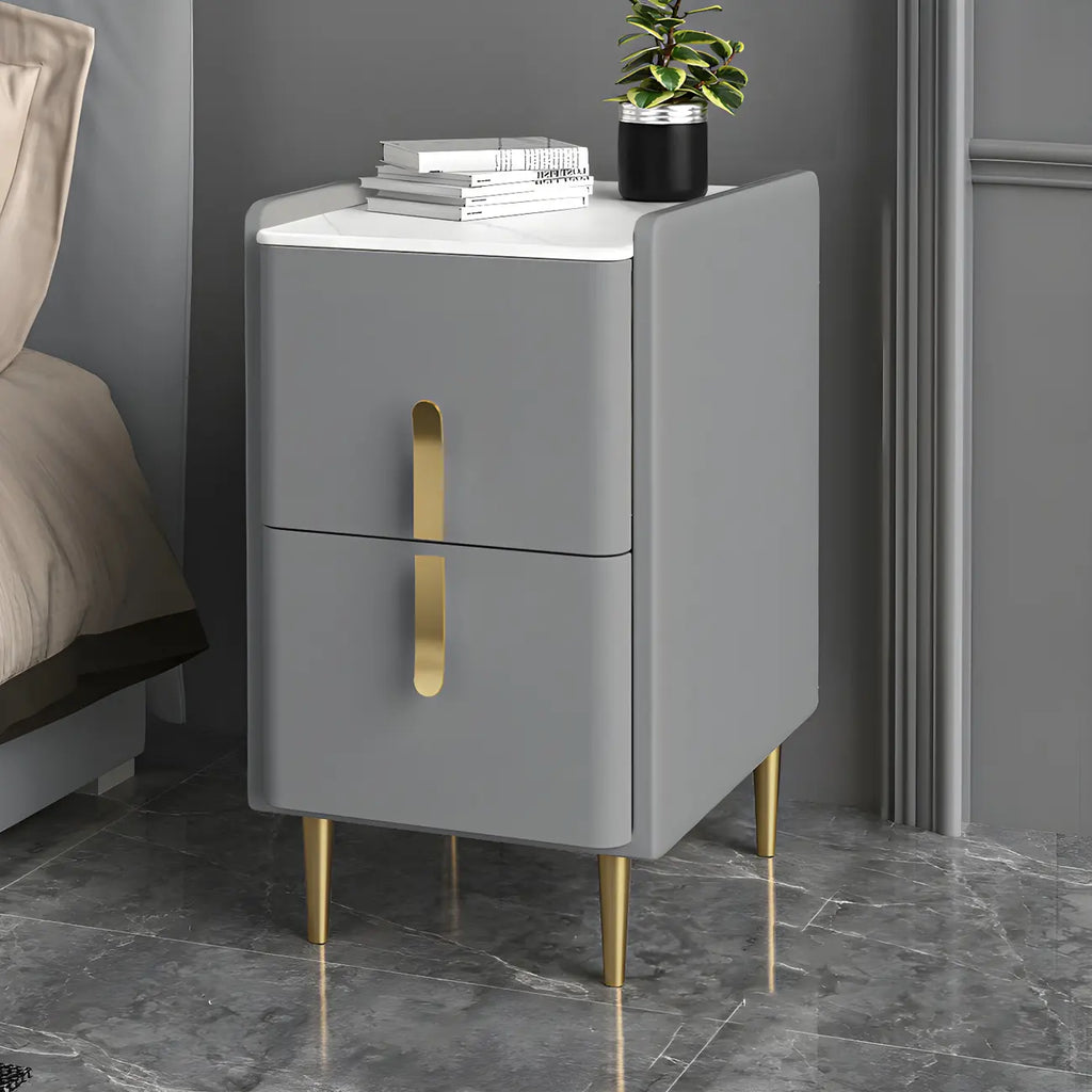 Glam Night Table with 2 Drawers – Off-White Finish