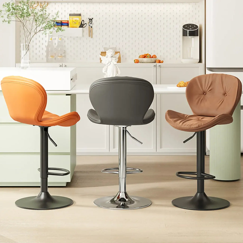 Modern Faux Leather Swivel Wingbacked Bar Stools for Home