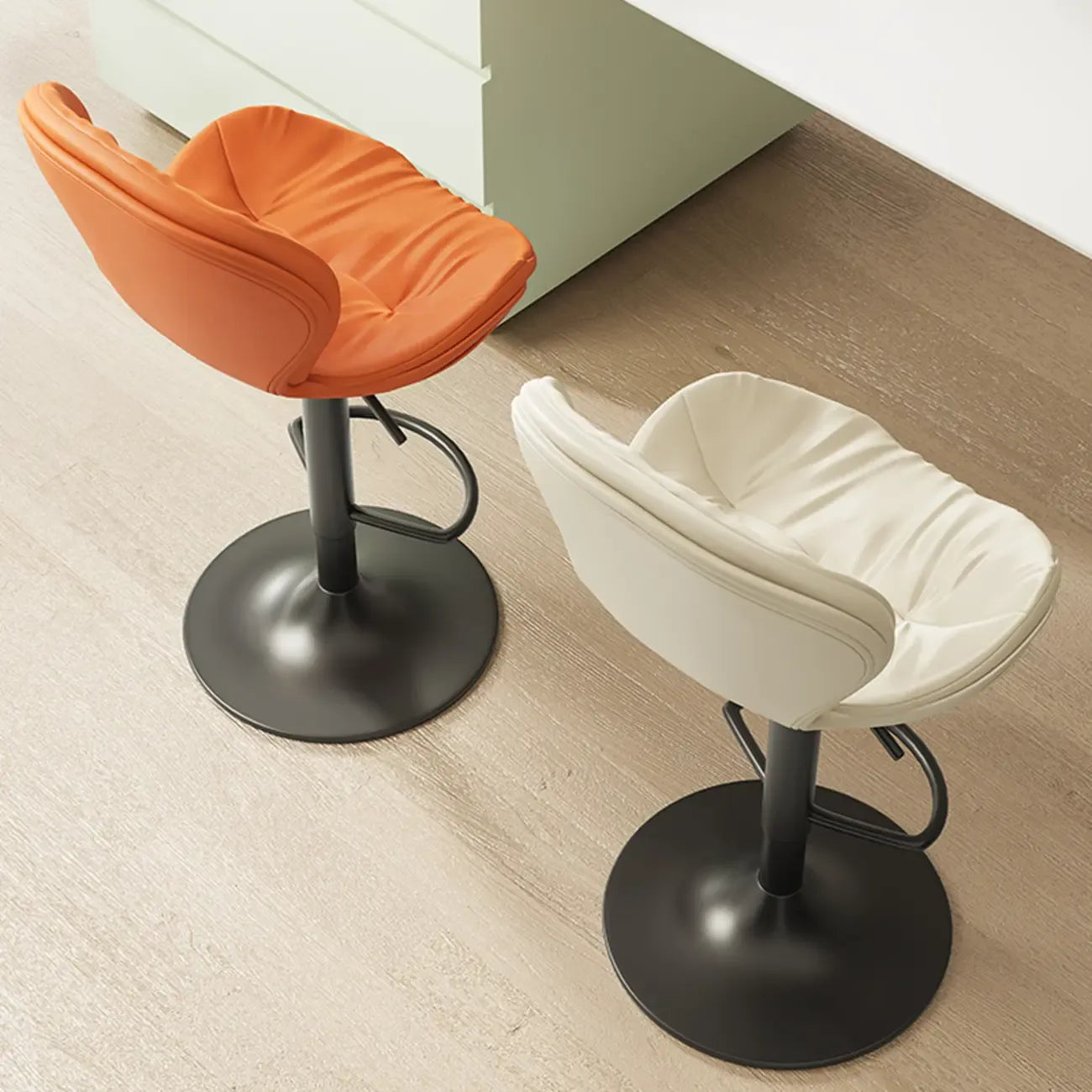 Modern Faux Leather Swivel Wingbacked Bar Stools for Home