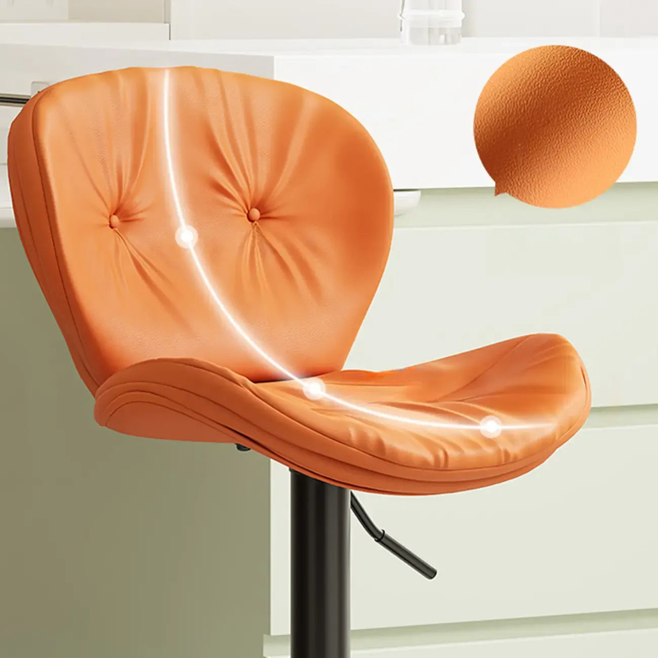 Modern Faux Leather Swivel Wingbacked Bar Stools for Home