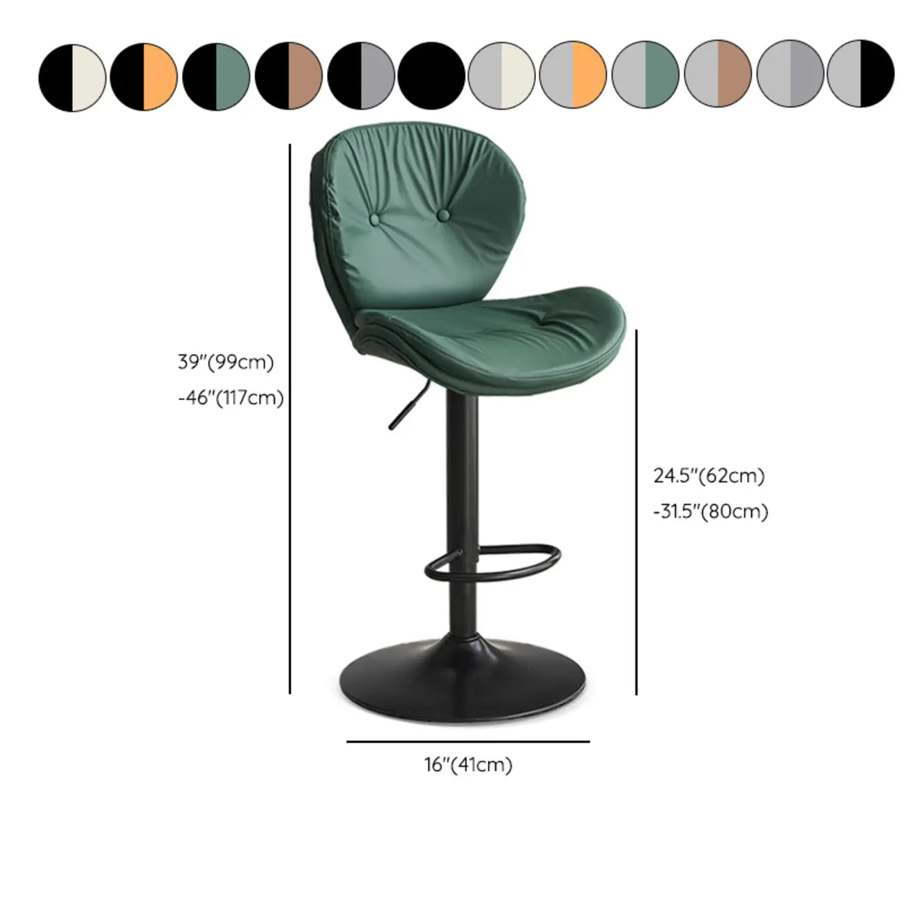 Modern Faux Leather Swivel Wingbacked Bar Stools for Home