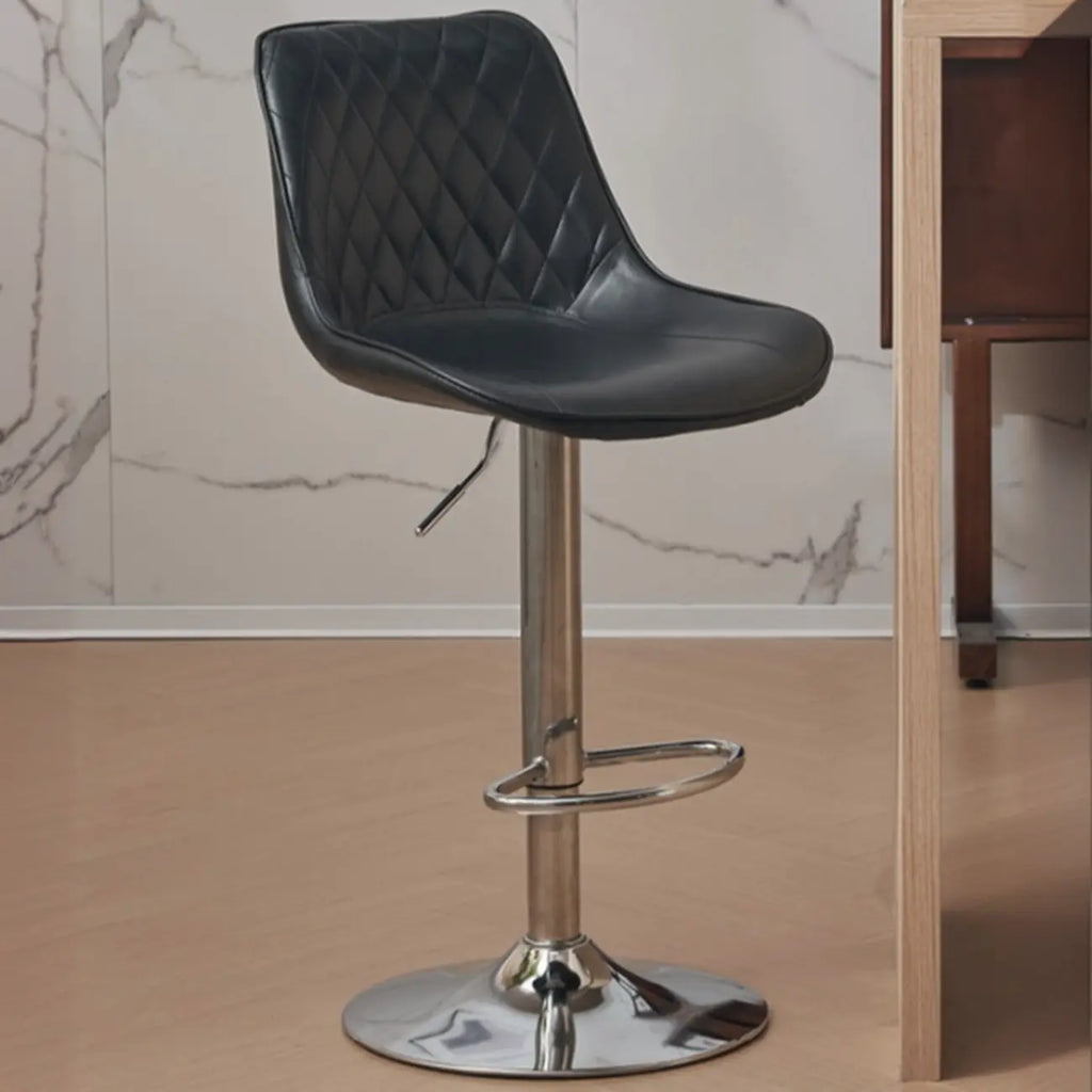 Chic Leather Tufted Swivel Adjustable Bar Stool