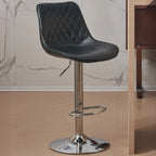 Chic Leather Tufted Swivel Adjustable Bar Stool