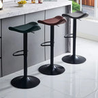 Modern Green Saddle Fax Leather Adjustable Swivel Bar Stools