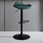 Modern Green Saddle Fax Leather Adjustable Swivel Bar Stools
