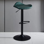 Modern Green Saddle Fax Leather Adjustable Swivel Bar Stools