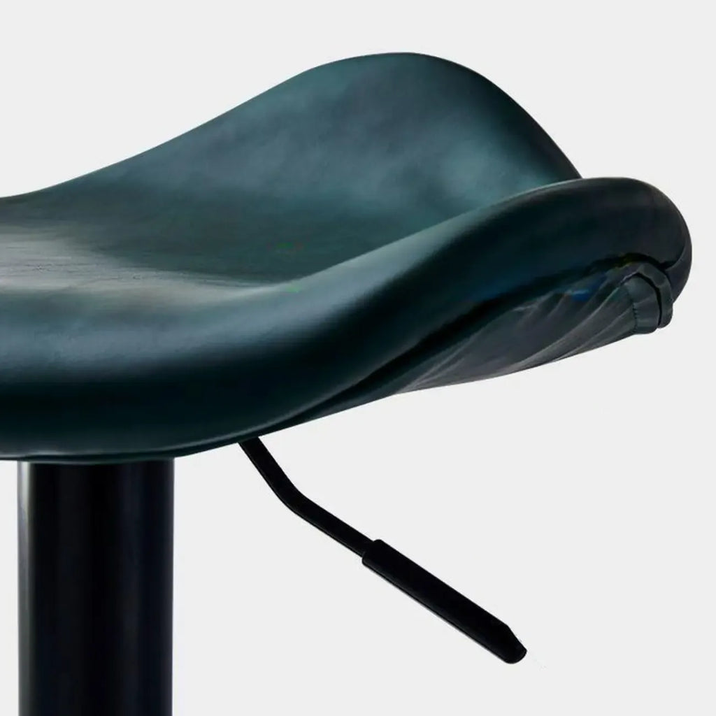Modern Green Saddle Fax Leather Adjustable Swivel Bar Stools
