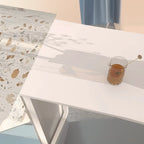 Modern White Slate Asymmetrical Bar Tables