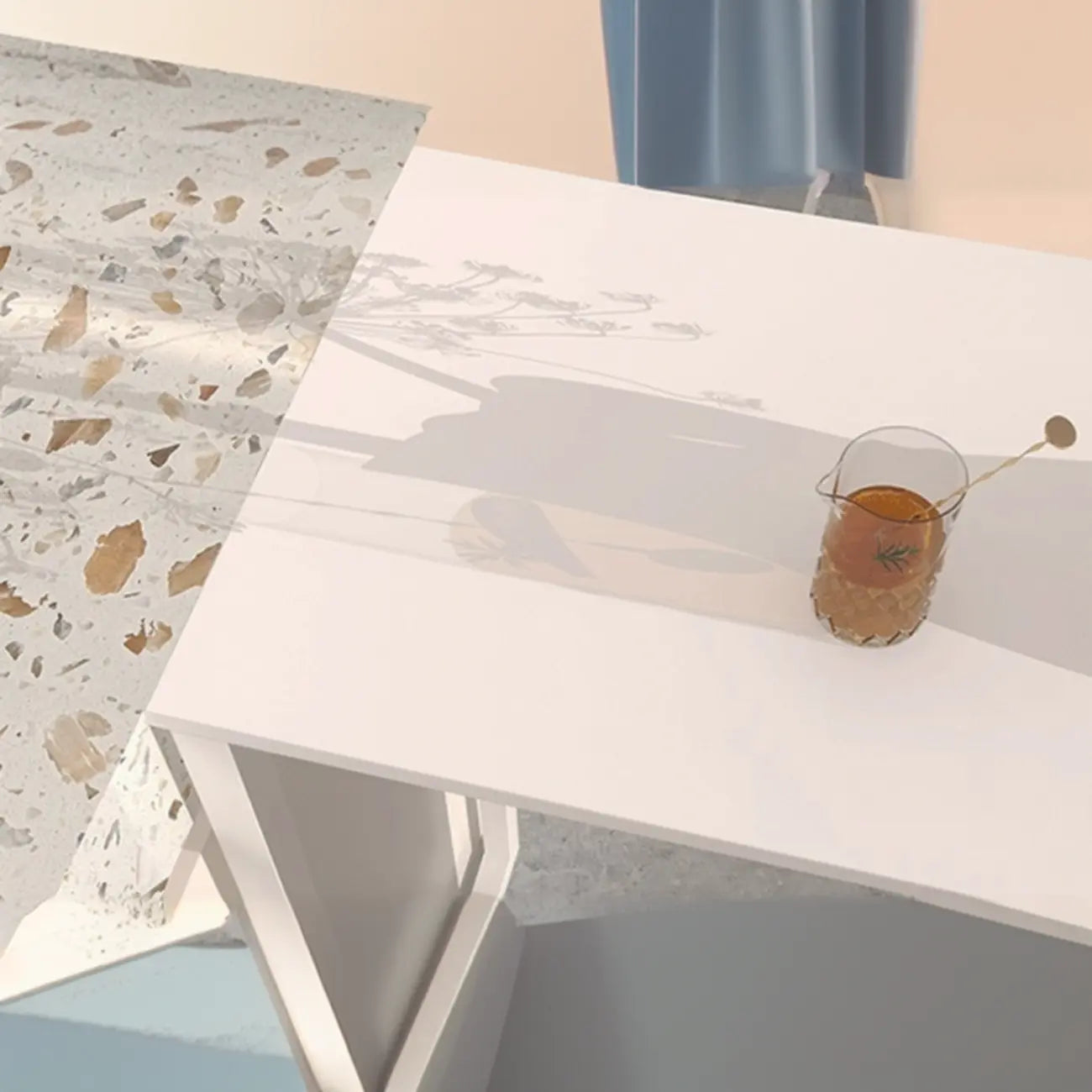 Modern White Slate Asymmetrical Bar Tables
