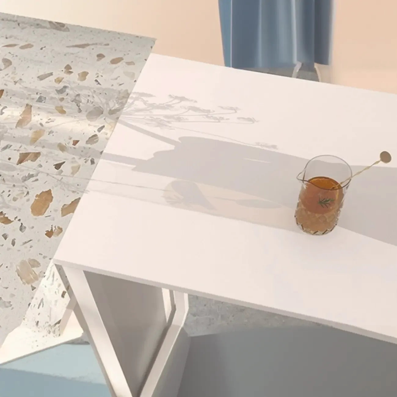 Modern White Slate Asymmetrical Bar Tables