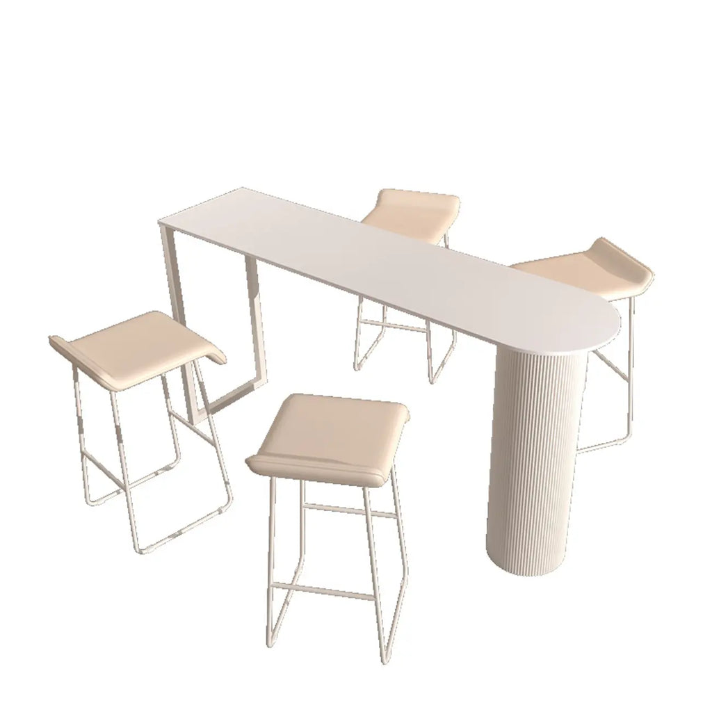 Modern White Slate Asymmetrical Bar Tables