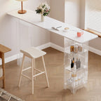 Modern Black Wooden Grain Top Clear Acrylic Storage Bar Tables