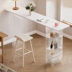 Modern Black Wooden Grain Top Clear Acrylic Storage Bar Tables