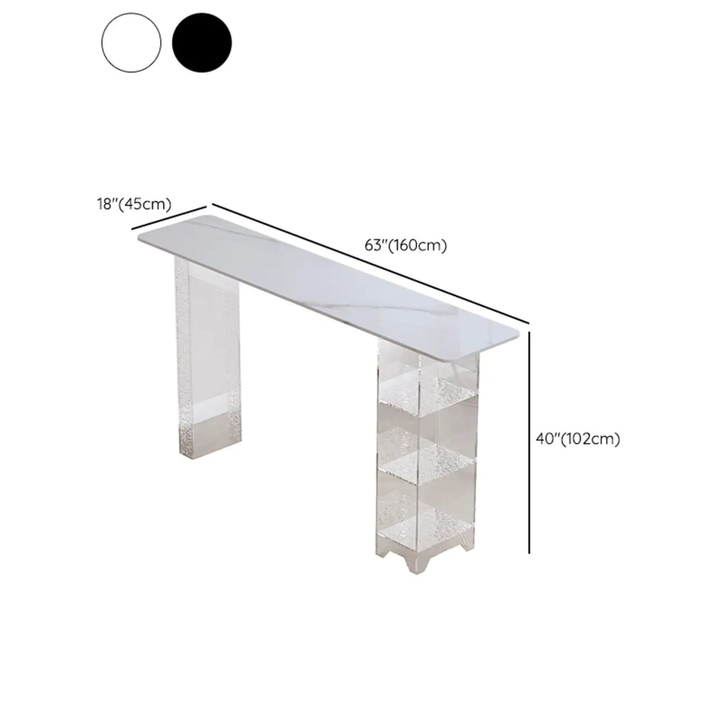 Modern Black Wooden Grain Top Clear Acrylic Storage Bar Tables