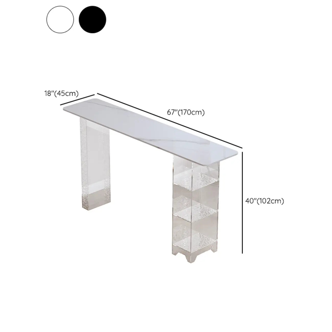 Modern Black Wooden Grain Top Clear Acrylic Storage Bar Tables