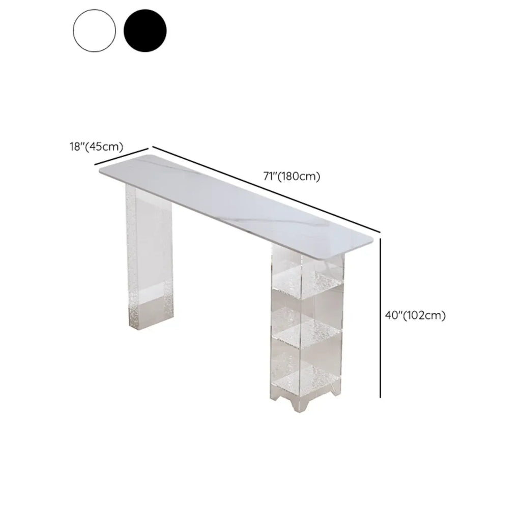 Modern Black Wooden Grain Top Clear Acrylic Storage Bar Tables