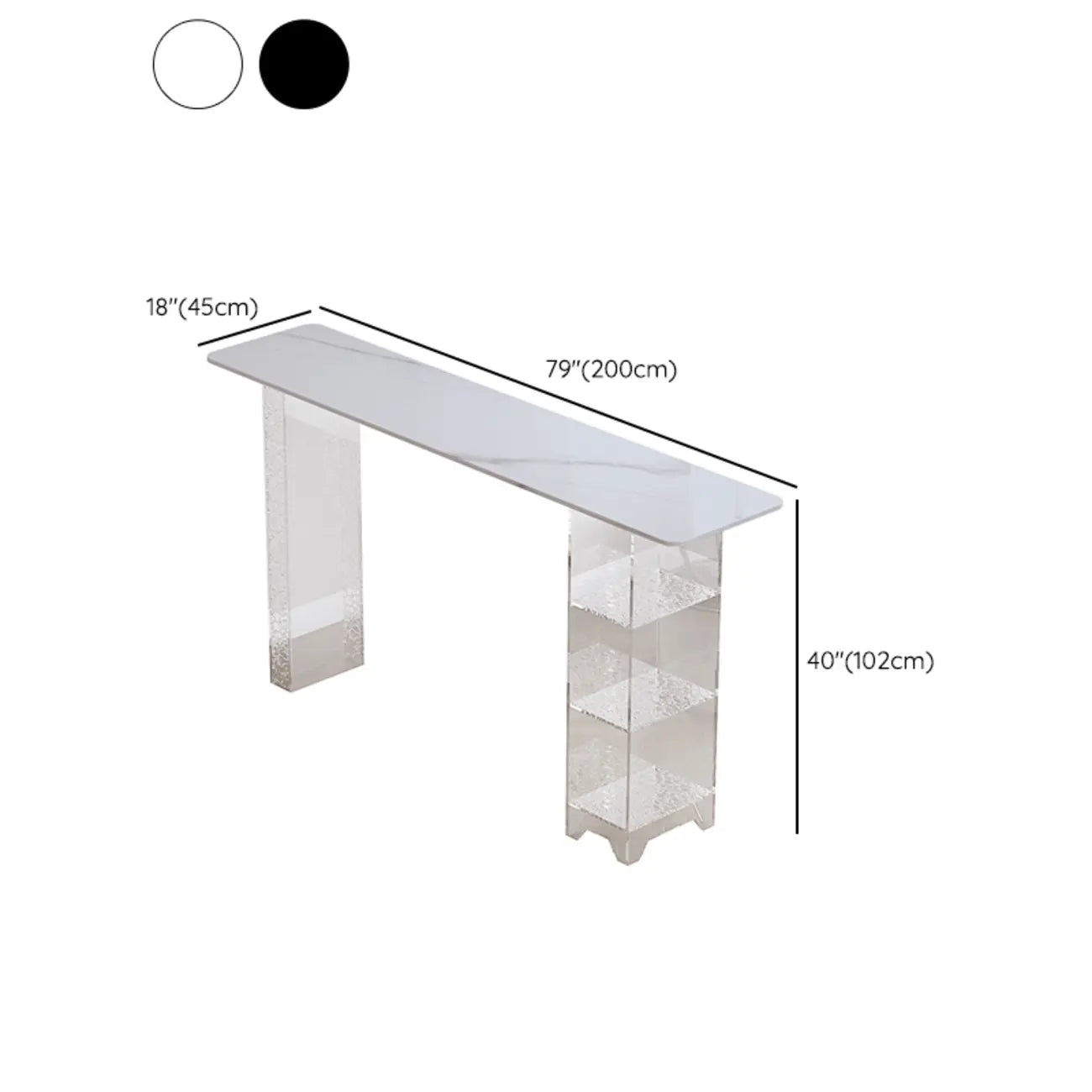 Modern Black Wooden Grain Top Clear Acrylic Storage Bar Tables