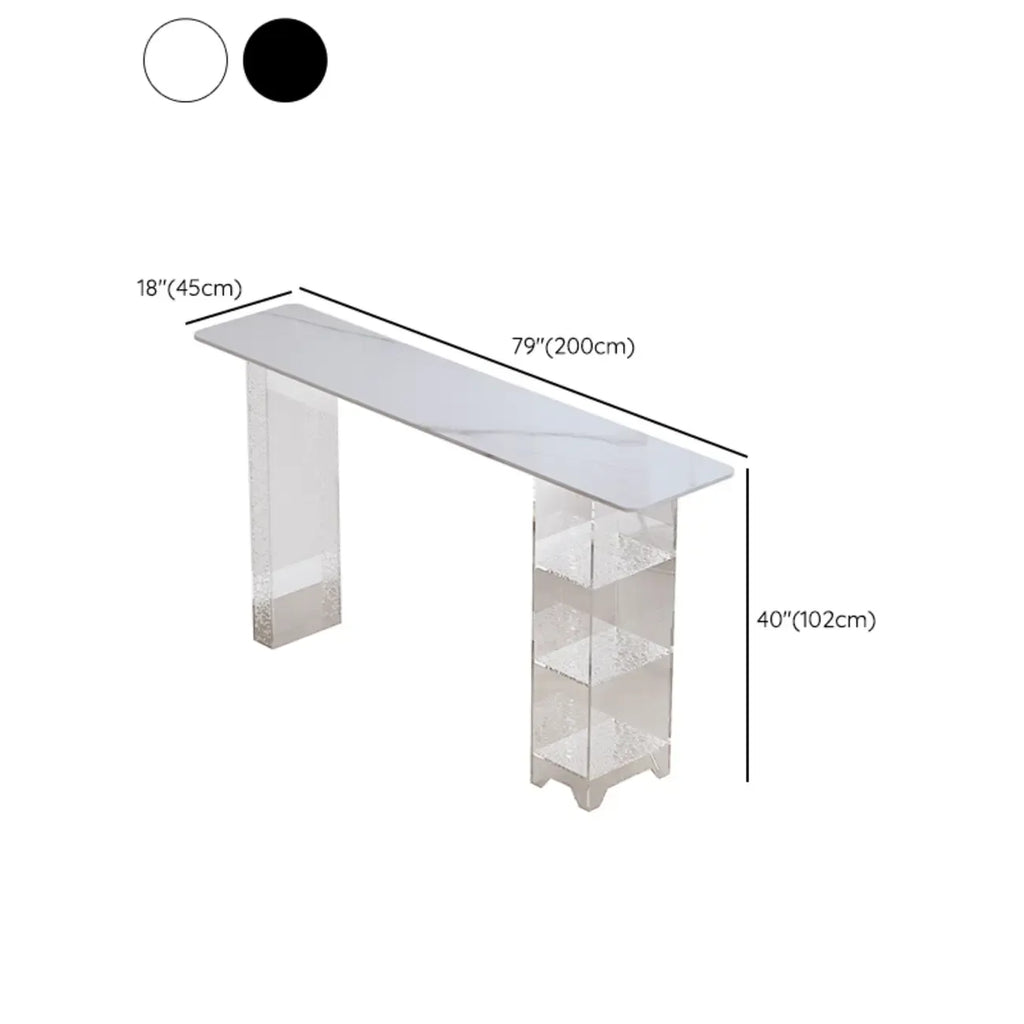 Modern Black Wooden Grain Top Clear Acrylic Storage Bar Tables
