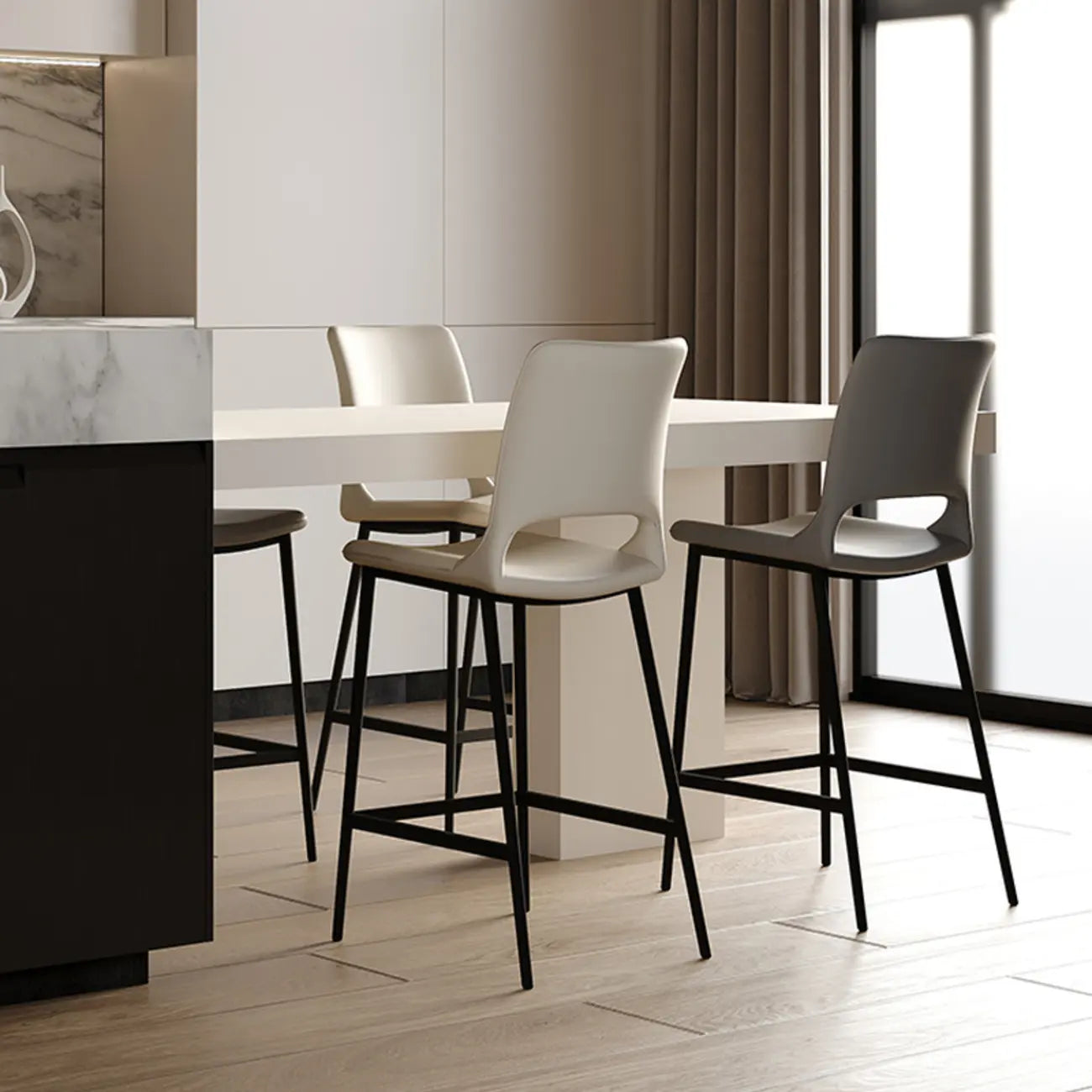 Saddle Faux Leather Counter Bar Stool High Back