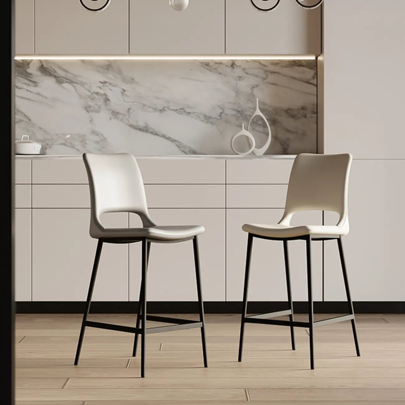 Saddle Faux Leather Counter Bar Stool High Back