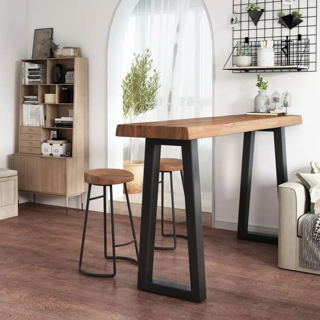 Modern Wooden Bar Table with Sled Base for Kitchen or Pub