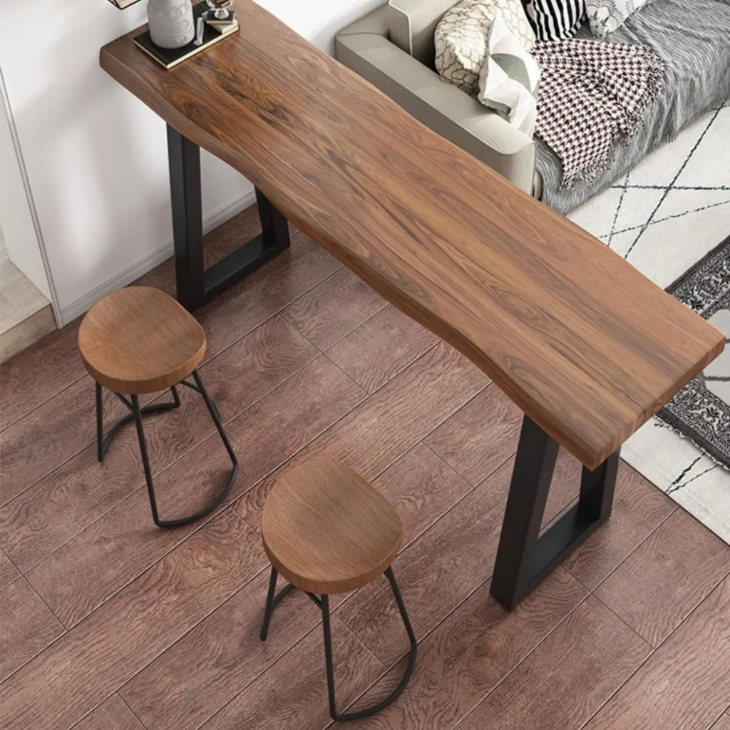 Modern Wooden Bar Table with Sled Base for Kitchen or Pub