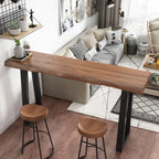Modern Wooden Bar Table with Sled Base for Kitchen or Pub
