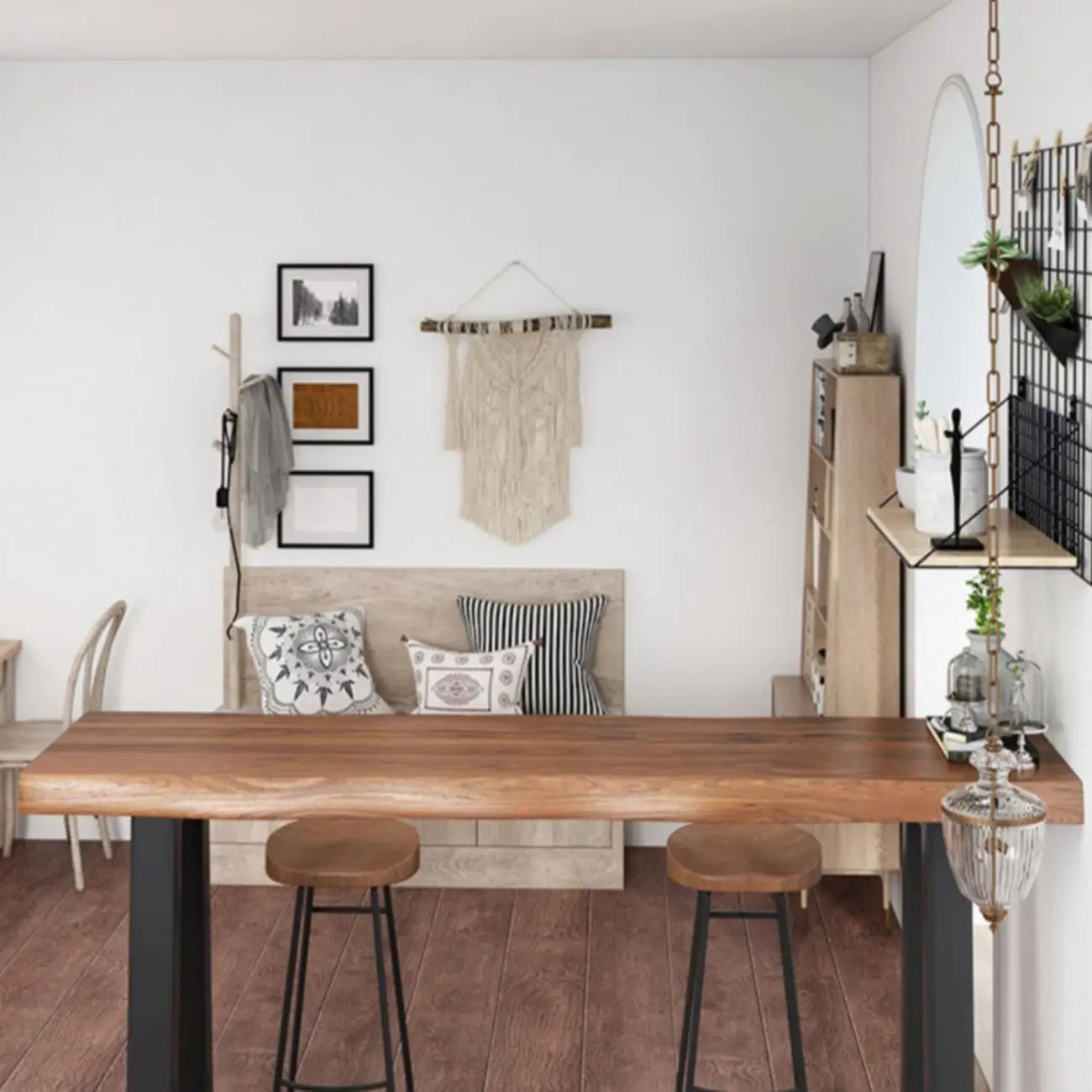 Modern Wooden Bar Table with Sled Base for Kitchen or Pub