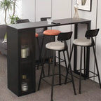 Modern Black Metal Fixed Top Storage Bar Tables