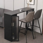 Modern Black Metal Fixed Top Storage Bar Tables