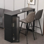 Modern Black Metal Fixed Top Storage Bar Tables