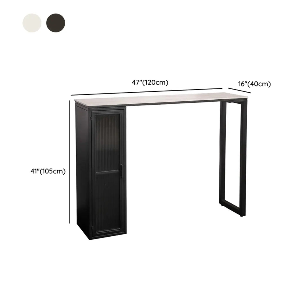 Modern Black Metal Fixed Top Storage Bar Tables