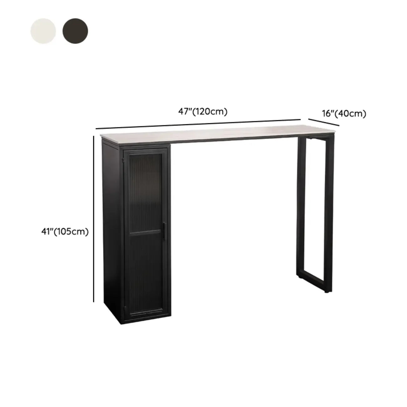 Modern Black Metal Fixed Top Storage Bar Tables