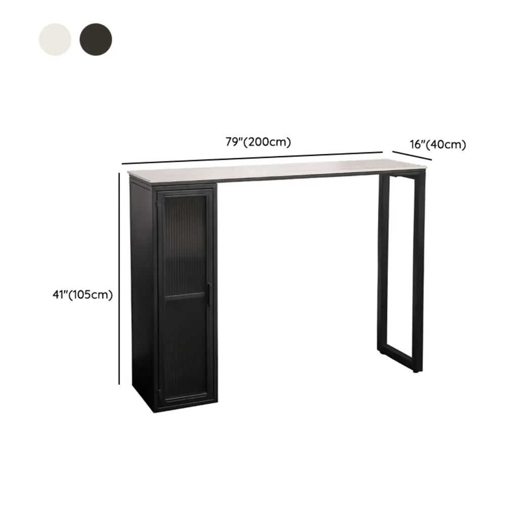 Modern Black Metal Fixed Top Storage Bar Tables