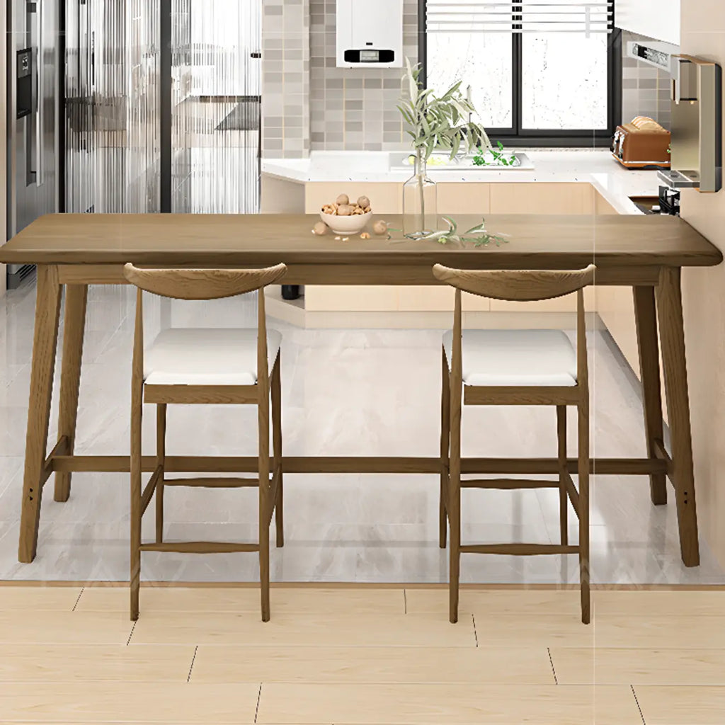 Simple Brown Wooden Footrest Bar Tables