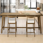 Simple Brown Wooden Footrest Bar Tables