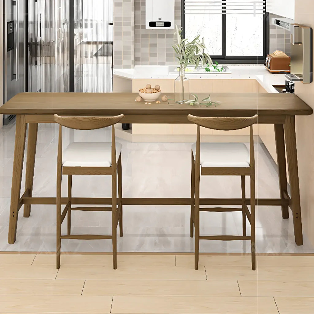 Simple Brown Wooden Footrest Bar Tables