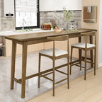 Simple Brown Wooden Footrest Bar Tables