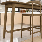 Simple Brown Wooden Footrest Bar Tables