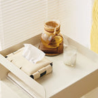 White Rectangular Steel Swivel Side Table with Storage