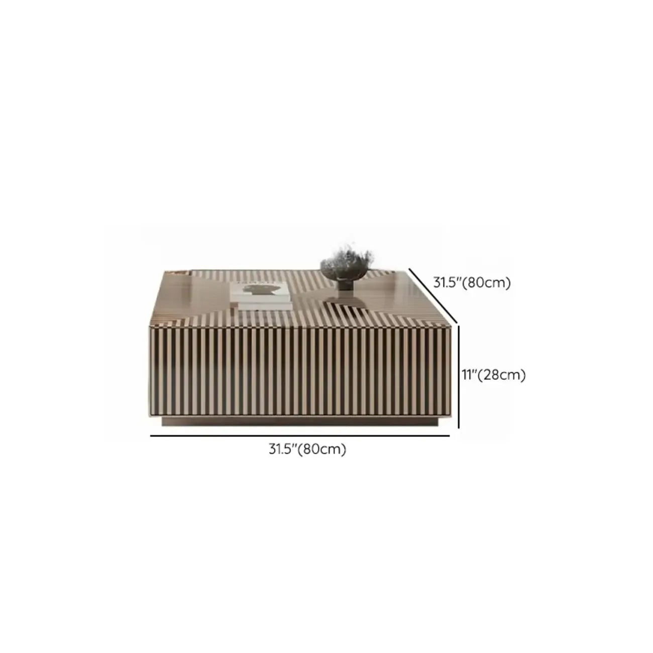 Black and White Stripe Wooden Round Coffee Drawer Table