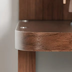 6-Tier L-Shaped Wood Nut-Brown Open Corner Bookcase
