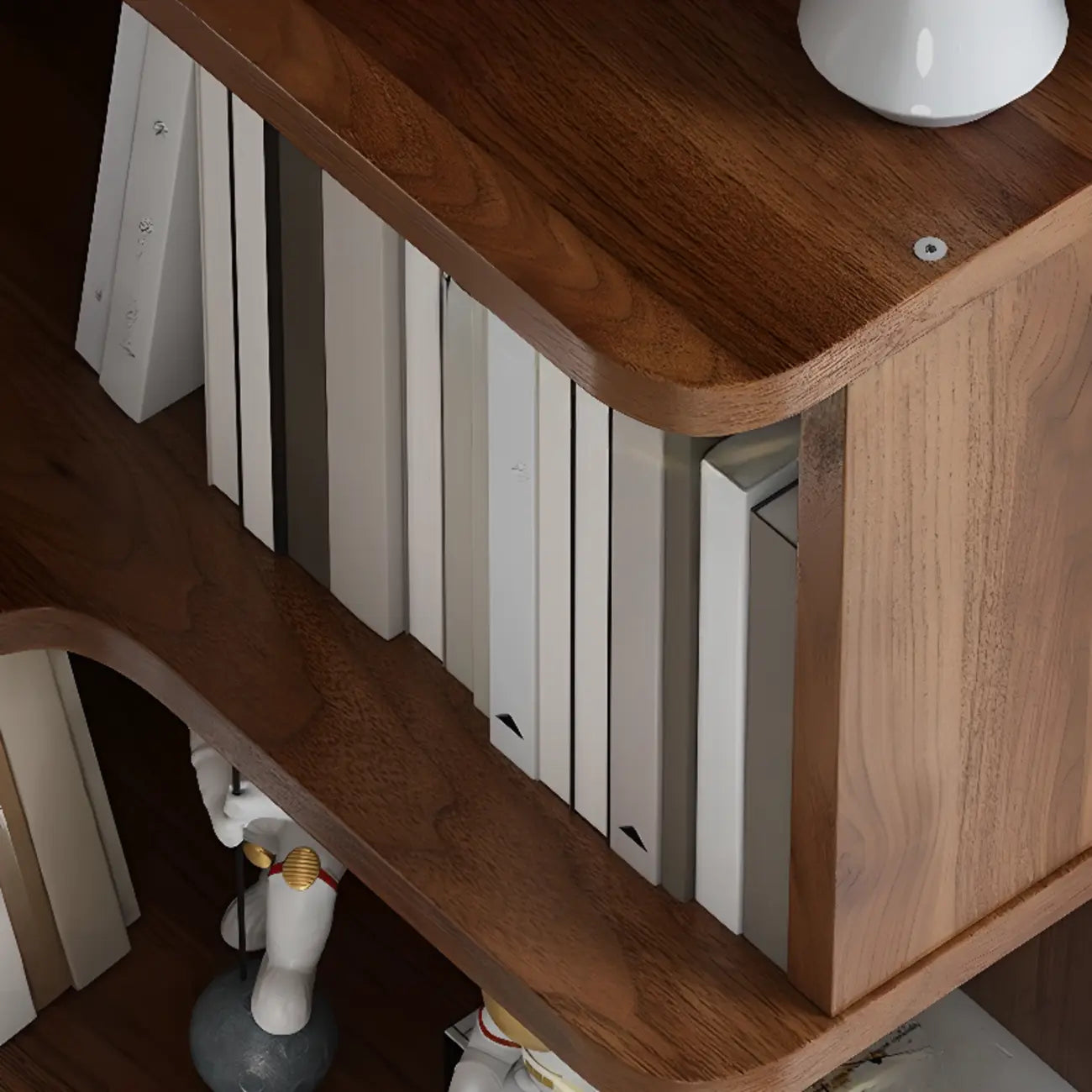 6-Tier L-Shaped Wood Nut-Brown Open Corner Bookcase