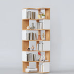 6-Tier L-Shaped Wood Nut-Brown Open Corner Bookcase