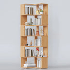 6-Tier L-Shaped Wood Nut-Brown Open Corner Bookcase