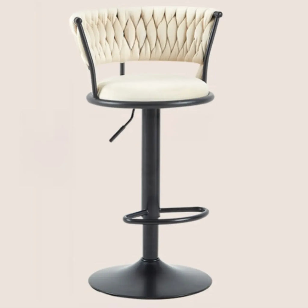 Adjustable Flannel Curved Back Bar Stools with Gold Base