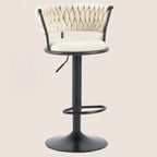 Adjustable Flannel Curved Back Bar Stools with Gold Base